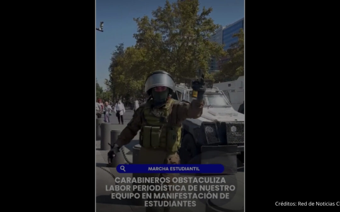 Periodista de Red de Noticias Chile denuncia impedimento de cobertura durante manifestación estudiantil por un carabinero